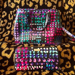 Kate Spade purse and matching wallet. Colorful and fun matching set.